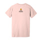 Back - with Road Signs To Life logo, "Share The Gravel" and www.roadsignstolife.com in upper middle. Adult cotton T-shirt. Soft Pink.