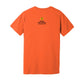 Back - with Road Signs To Life logo, "Share The Gravel" and www.roadsignstolife.com in upper middle. Adult cotton T-shirt. Orange.