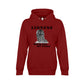 On the front - "Lioness" written above an adult female lion with her two cubs sitting in front of her, with "Raising Cubs, NOT Kittens" written below. Fleece-lined premium pullover sweatshirt, with kangaroo pouch pocket. Red.