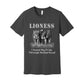 "Lioness" written above three female lions, with "I Found My Pride Through Motherhood" written below.  Adult cotton T-shirt. Asphalt.