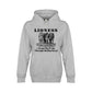 On the front - "Lioness" written above three female lions, with "I Found My Pride Through Motherhood" written below. Fleece-lined premium pullover sweatshirt, with kangaroo pouch pocket. Heather Gray.