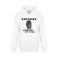 On the front - "Lioness" written above an adult female lion with her cub sitting in front of her, with "Raising A Cub, NOT A Kitten" written below. Fleece-lined premium pullover sweatshirt, with kangaroo pouch pocket. White.